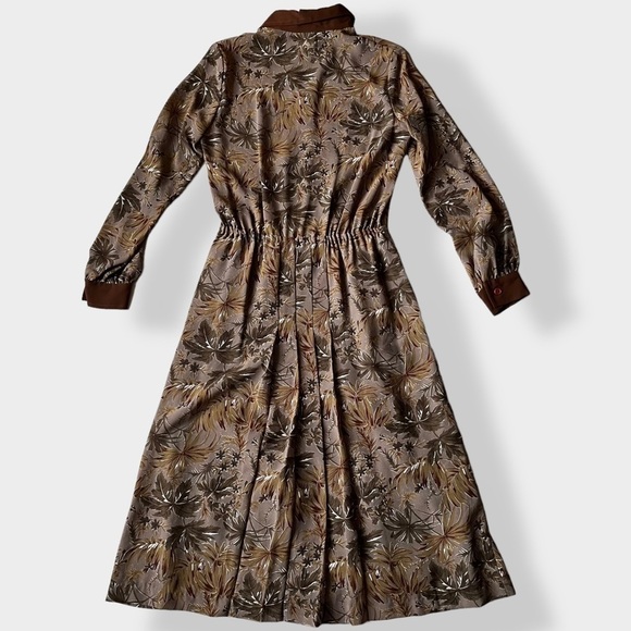 VINTAGE 60s-70s Dress dagger collar pleated midi fit & flare Cottagegore XS - Picture 13 of 16